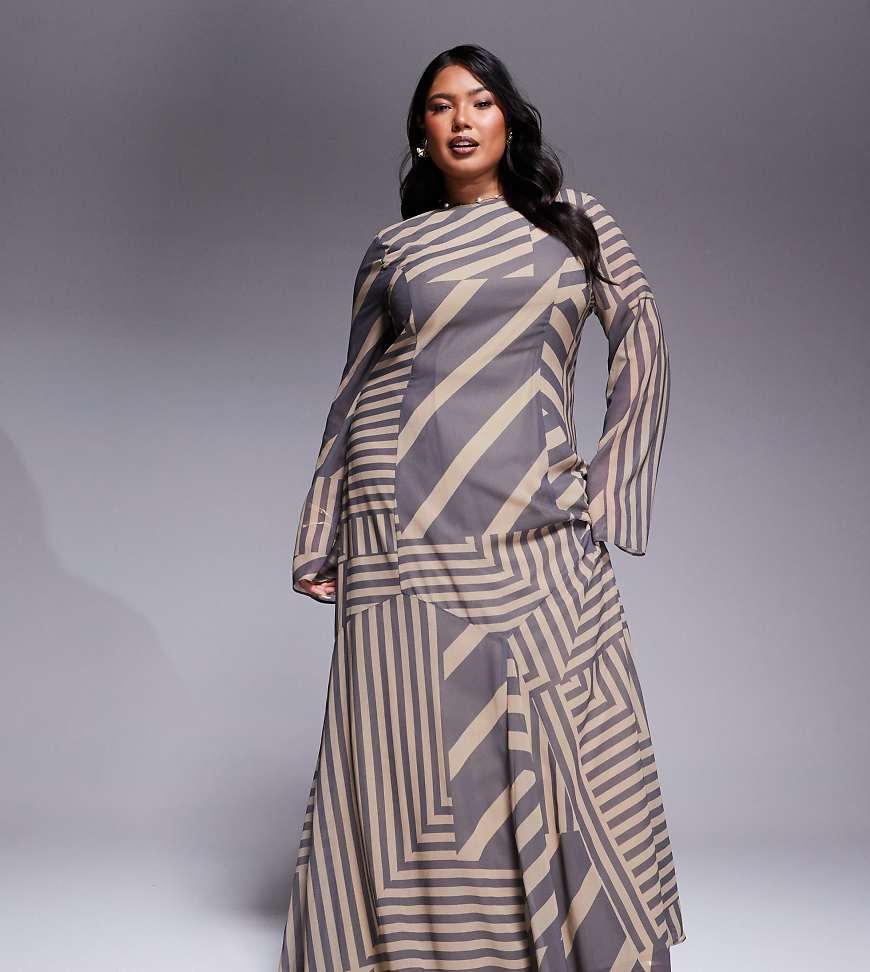ASOS DESIGN Curve - Gestreiftes Maxikleid mit Godet-Saum-Bunt ASOS DESIGN Curve - Gestreiftes Maxikleid mit Godet-Saum-Bunt von ASOS Curve