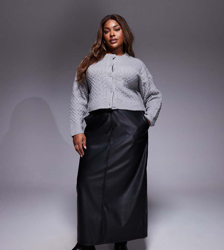 ASOS DESIGN Curve - Maxirock aus Kunstleder mit Nahtdetails-Schwarz von ASOS Curve