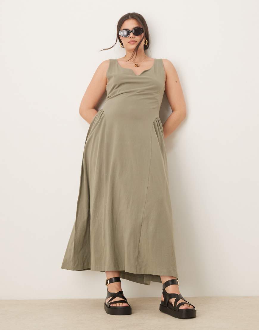 ASOS DESIGN Curve - Midikleid in Salbeigrün mit Sweetheart-Ausschnitt ASOS DESIGN Curve - Midikleid in Salbeigrün mit Sweetheart-Ausschnitt von ASOS Curve