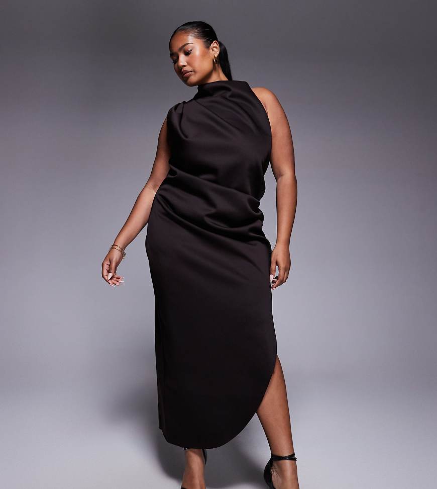 ASOS DESIGN Curve - Midikleid in Schokobraun mit Neopren-Optik und One-Shoulder-Design-Brown ASOS DESIGN Curve - Midikleid in Schokobraun mit Neopren-Optik und One-Shoulder-Design-Brown von ASOS Curve