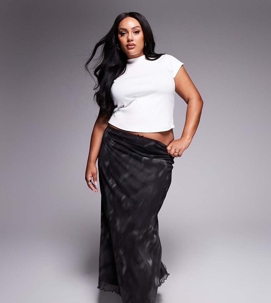 ASOS DESIGN Curve - Midirock aus Netzstoff mit Grungemuster-Bunt ASOS DESIGN Curve - Midirock aus Netzstoff mit Grungemuster-Bunt von ASOS Curve