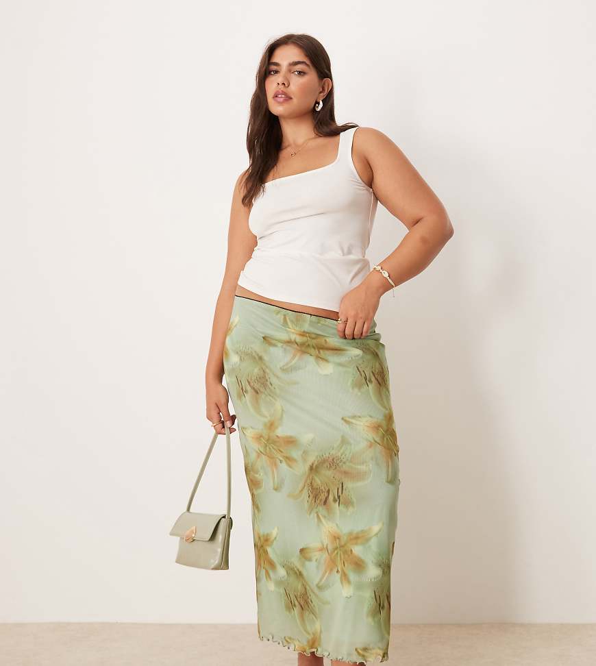 ASOS DESIGN Curve - Midirock aus Netzstoff mit übergroßem Blumenmuster-Bunt ASOS DESIGN Curve - Midirock aus Netzstoff mit übergroßem Blumenmuster-Bunt von ASOS Curve