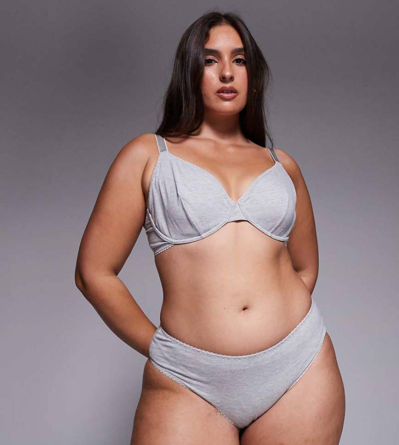 ASOS DESIGN Curve - Mila - 2er-Pack Brazilian-Fit-Slips in meliertem Grau von ASOS Curve