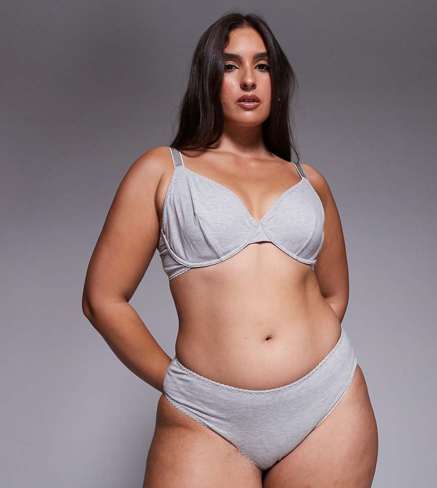 ASOS DESIGN Curve - Mila - 2er-Pack Brazilian-Fit-Slips in meliertem Grau von ASOS Curve