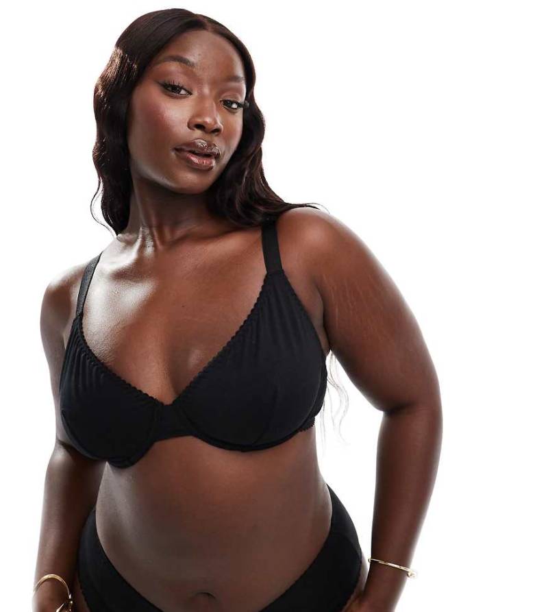 ASOS DESIGN Curve - Mila - Bügel-BH aus Baumwolle in Schwarz von ASOS Curve