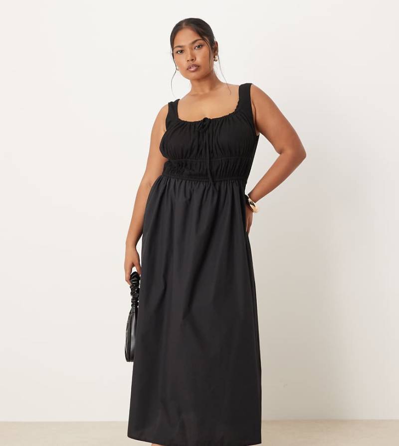 ASOS DESIGN Curve - Milchmädchen-Maxikleid in Schwarz von ASOS Curve