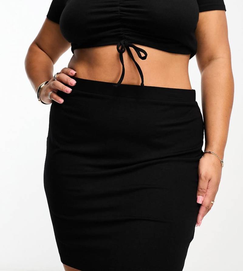 ASOS DESIGN Curve - Mini-Bleistiftrock aus Jersey in Schwarz von ASOS Curve