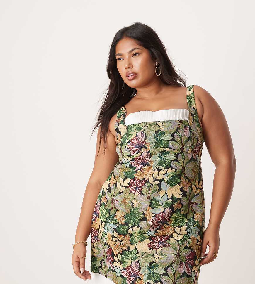 ASOS DESIGN Curve - Minikleid aus Baumwolle mit Gobelinmuster-Bunt ASOS DESIGN Curve - Minikleid aus Baumwolle mit Gobelinmuster-Bunt von ASOS Curve