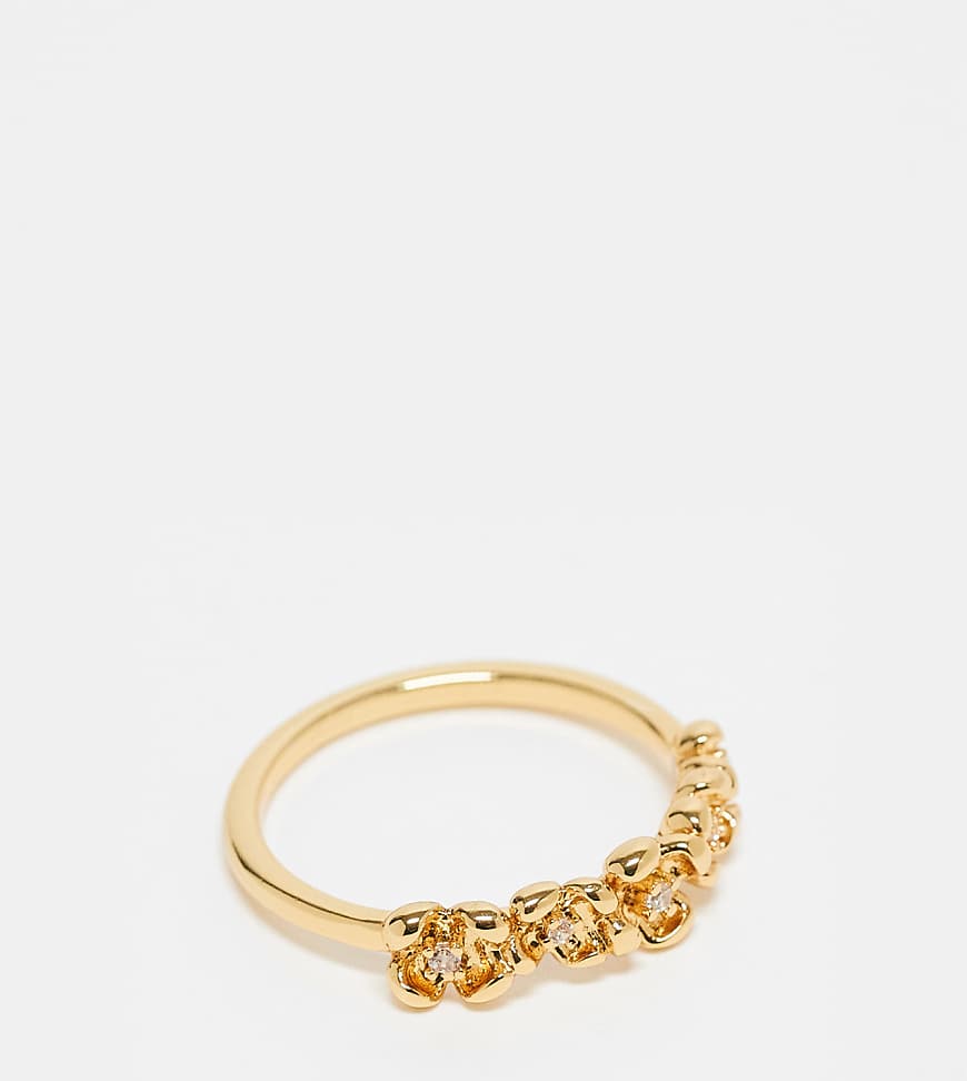 ASOS DESIGN Curve - Mit 14 Karat vergoldeter Ring mit Blumen-Design-Goldfarben von ASOS Curve
