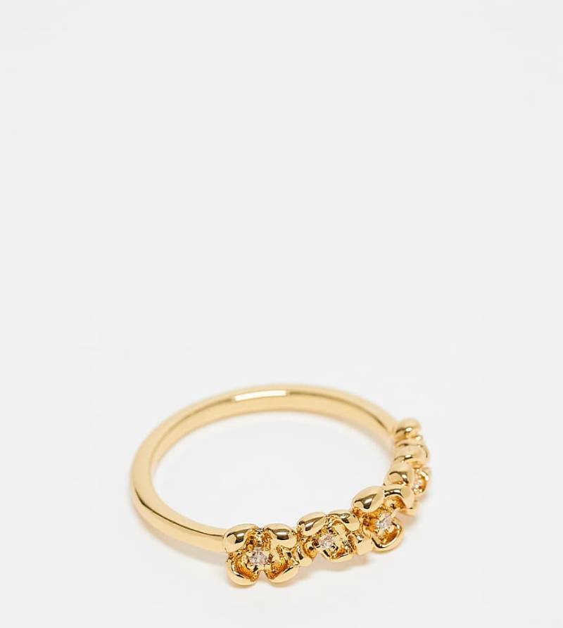 ASOS DESIGN Curve - Mit 14 Karat vergoldeter Ring mit Blumen-Design-Goldfarben von ASOS Curve