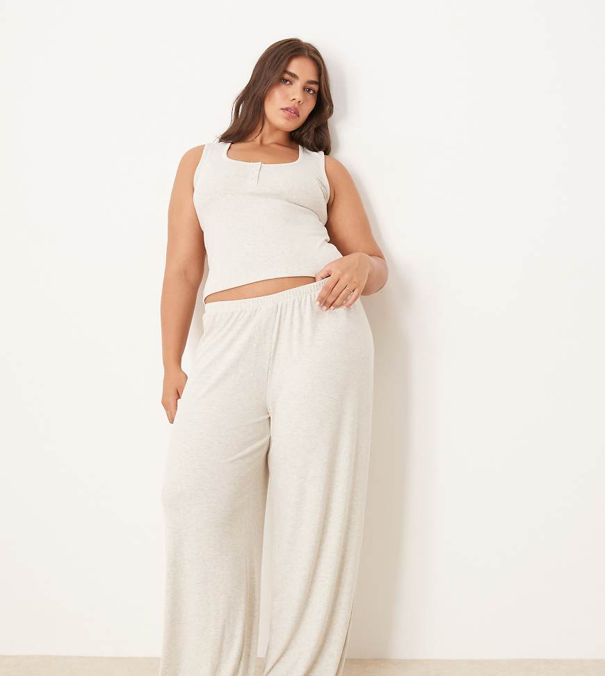 ASOS DESIGN Curve - Mix & Match - Gerippte Hose in Beige-Neutral von ASOS Curve