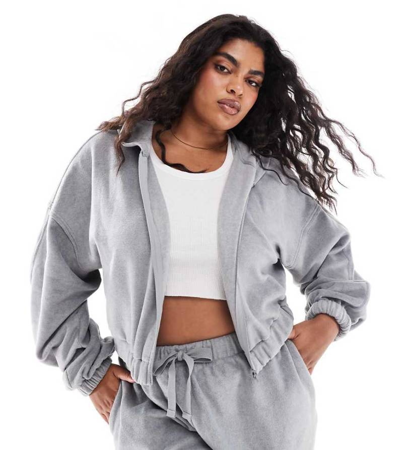ASOS DESIGN Curve - Mix & Match - Lounge-Kapuzenpullover aus Fleece in Hellgrau von ASOS Curve
