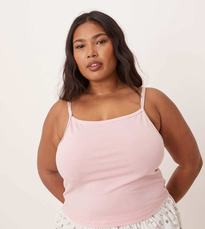 ASOS DESIGN Curve - Mix & Match - Pyjama-Camisole in Rosa von ASOS Curve