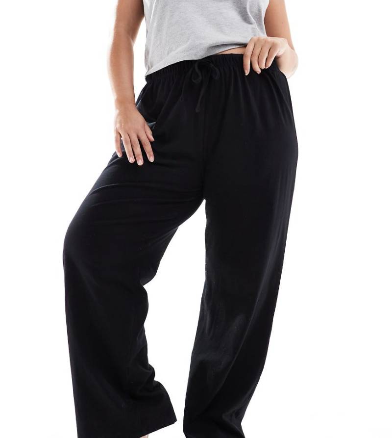 ASOS DESIGN Curve - Mix & Match - Pyjama-Hose aus Baumwolle in Schwarz von ASOS Curve