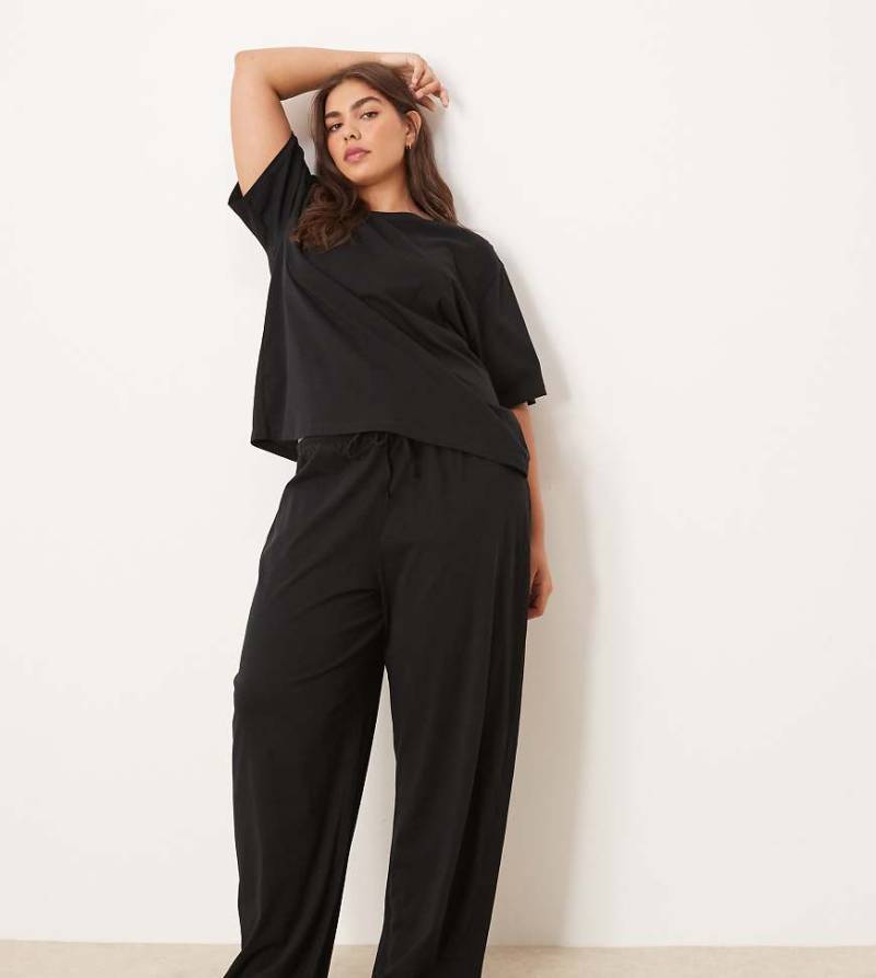 ASOS DESIGN Curve - Mix & Match - Pyjama-Hose aus Baumwolle in Schwarz von ASOS Curve