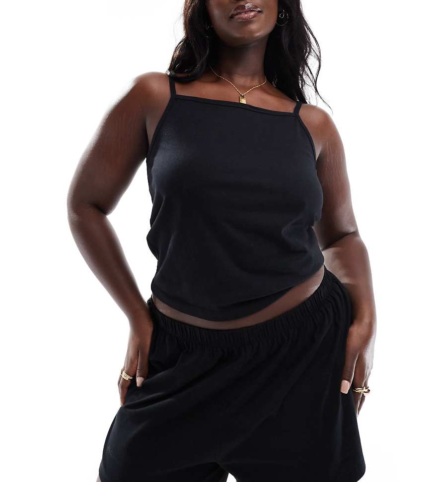 ASOS DESIGN Curve - Mix & Match - Pyjama-Trägertop in Schwarz aus Baumwolle ASOS DESIGN Curve - Mix & Match - Pyjama-Trägertop in Schwarz aus Baumwolle von ASOS Curve