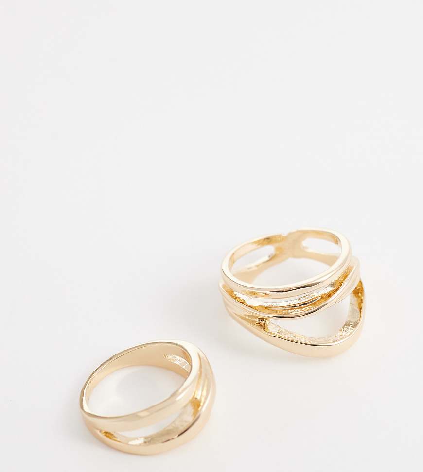 ASOS DESIGN Curve - Multipack abstrakte Ringe in Goldoptik-Bunt von ASOS Curve
