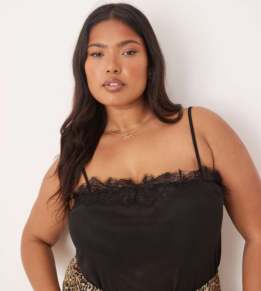ASOS DESIGN Curve - Netzstoff-Body in Schwarz mit Spitzenborte ASOS DESIGN Curve - Netzstoff-Body in Schwarz mit Spitzenborte von ASOS Curve