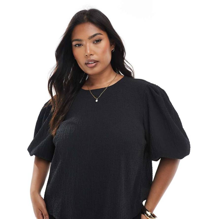 ASOS DESIGN Curve - Oberteil mit Knitterstruktur und Puffärmeln-Bunt von ASOS Curve