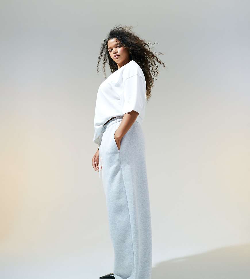 ASOS DESIGN Curve - Oversize-Jogginghose mit umgeschlagenem Bund in meliertem Grau von ASOS Curve