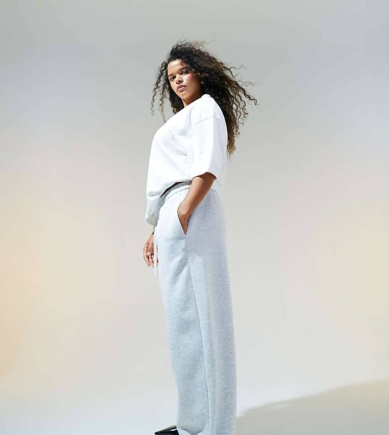 ASOS DESIGN Curve - Oversize-Jogginghose mit umgeschlagenem Bund in meliertem Grau von ASOS Curve
