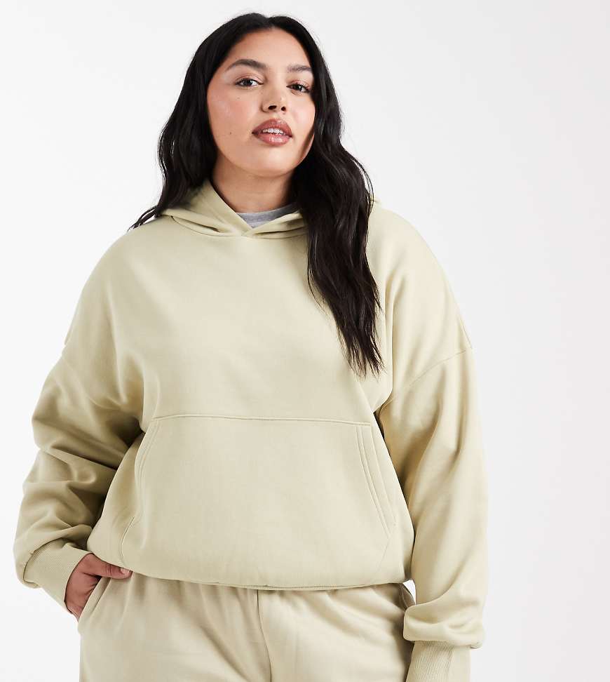 ASOS DESIGN Curve - Oversize-Kapuzenpullover in Olivgrün mit weicher Innenseite von ASOS Curve