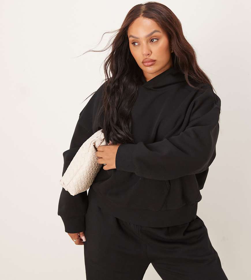 ASOS DESIGN Curve - Oversize-Kapuzenpullover in Schwarz mit weicher Innenseite von ASOS Curve