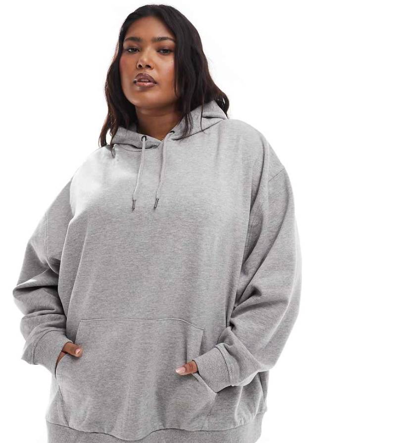 ASOS DESIGN Curve - Oversize-Kapuzenpullover in meliertem Grau von ASOS Curve