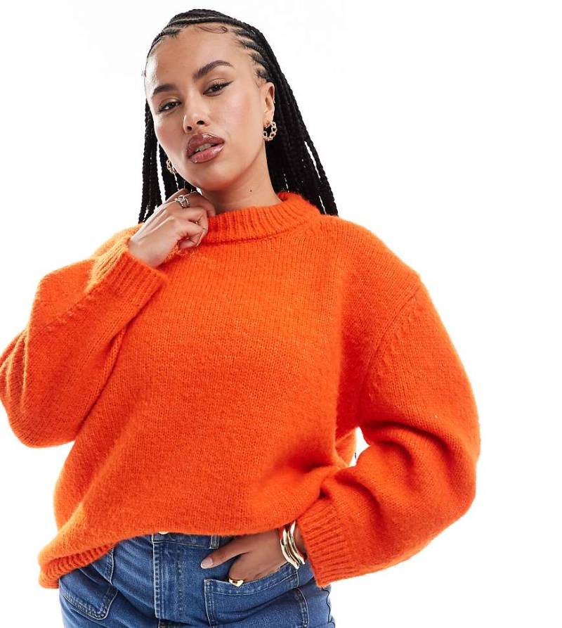 ASOS DESIGN Curve - Oversize-Pullover in Orange mit Rundhalsausschnitt von ASOS Curve
