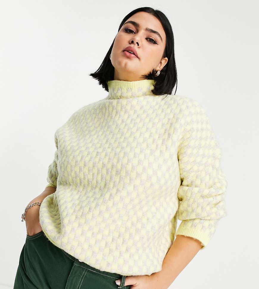 ASOS DESIGN Curve - Oversize-Pullover mit Schachbrettmuster-Gelb ASOS DESIGN Curve - Oversize-Pullover mit Schachbrettmuster-Gelb von ASOS Curve
