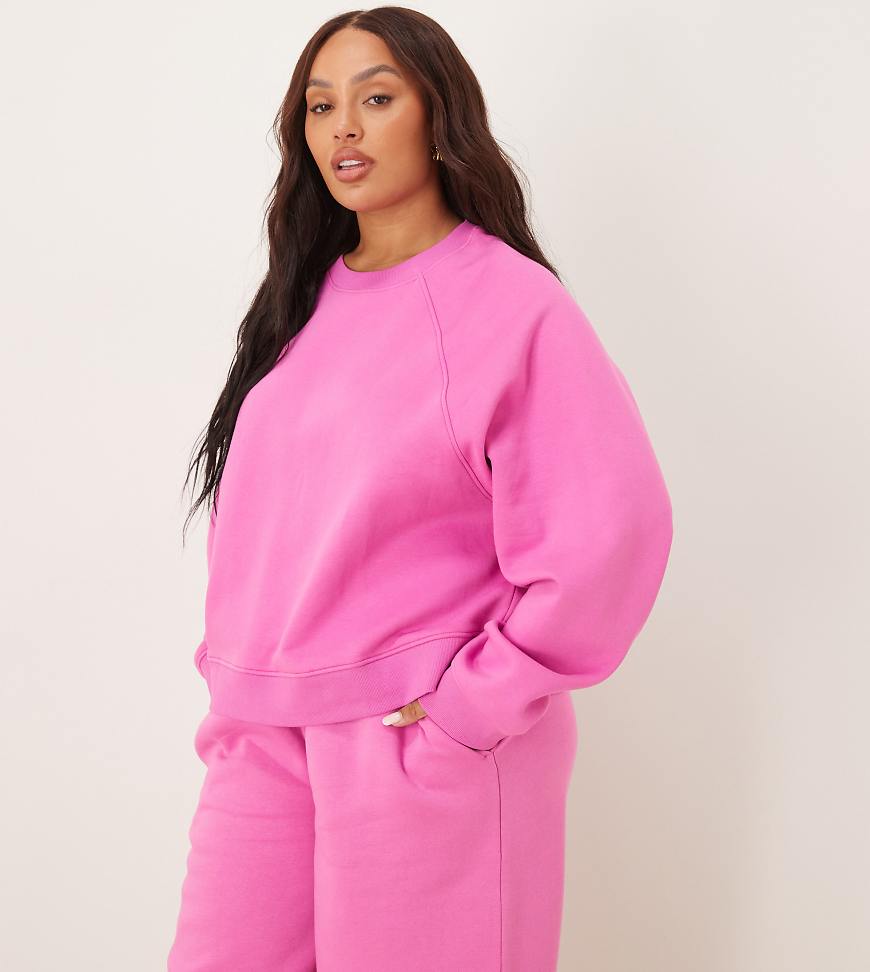 ASOS DESIGN Curve - Oversize-Sweatshirt in Rosa mit Raglan-Detail und weicher Innenseite von ASOS Curve
