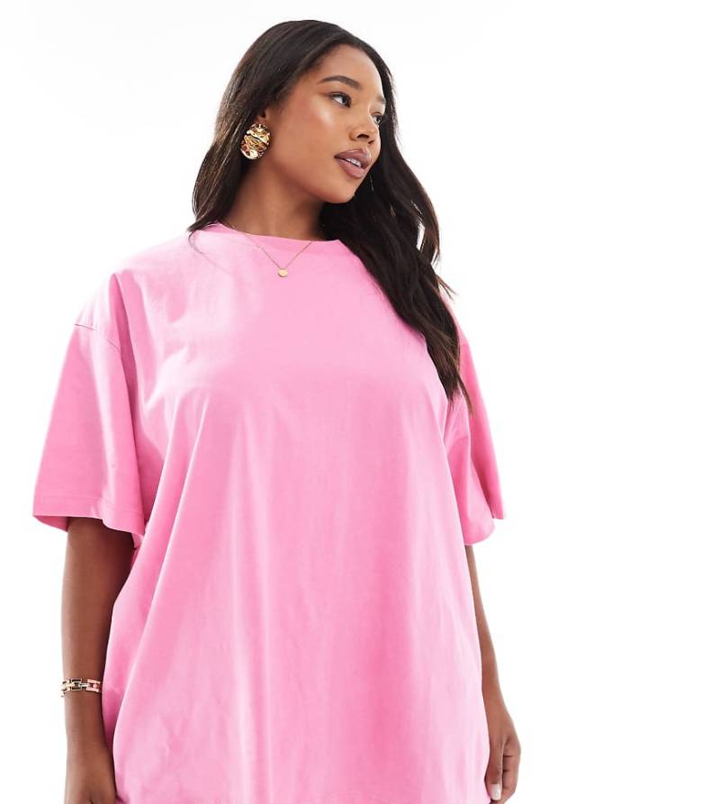 ASOS DESIGN Curve - Oversize-T-Shirt in verwaschenem Rosa von ASOS Curve