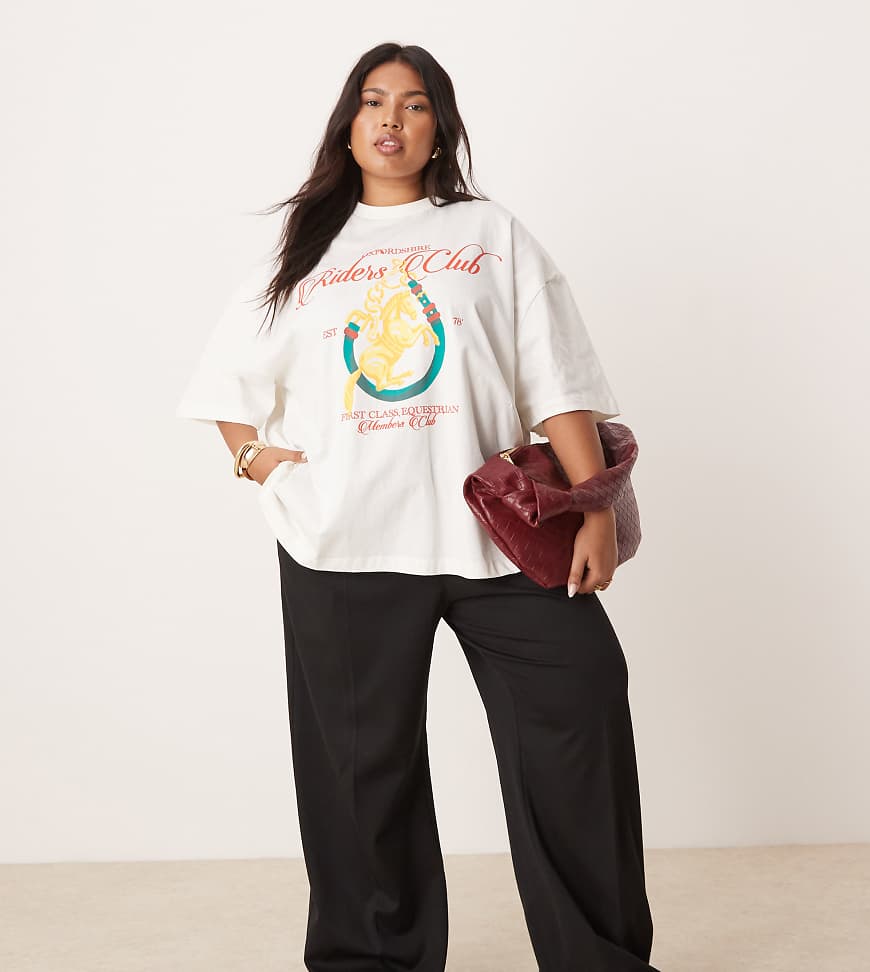 ASOS DESIGN Curve - Oversize-T-Shirt mit Pferdeanhänger-Print-Weiß ASOS DESIGN Curve - Oversize-T-Shirt mit Pferdeanhänger-Print-Weiß von ASOS Curve