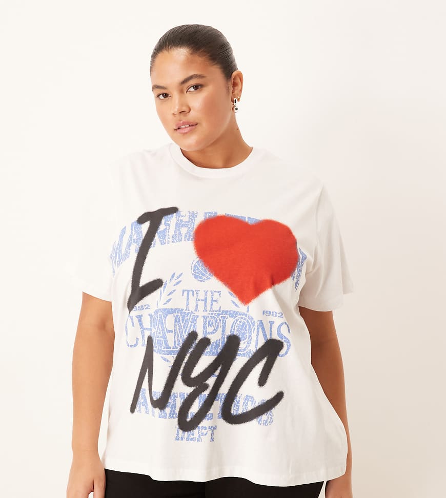 ASOS DESIGN Curve - Regular Fit T-Shirt in Weiß mit „NYC"-Motivprint von ASOS Curve