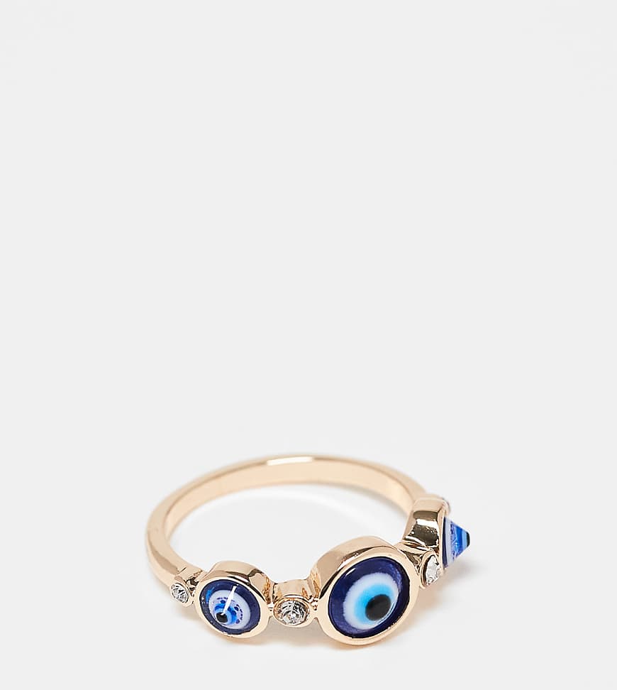 ASOS DESIGN Curve - Ring mit Auge und Kristalldetails in Goldoptik-Goldfarben von ASOS Curve