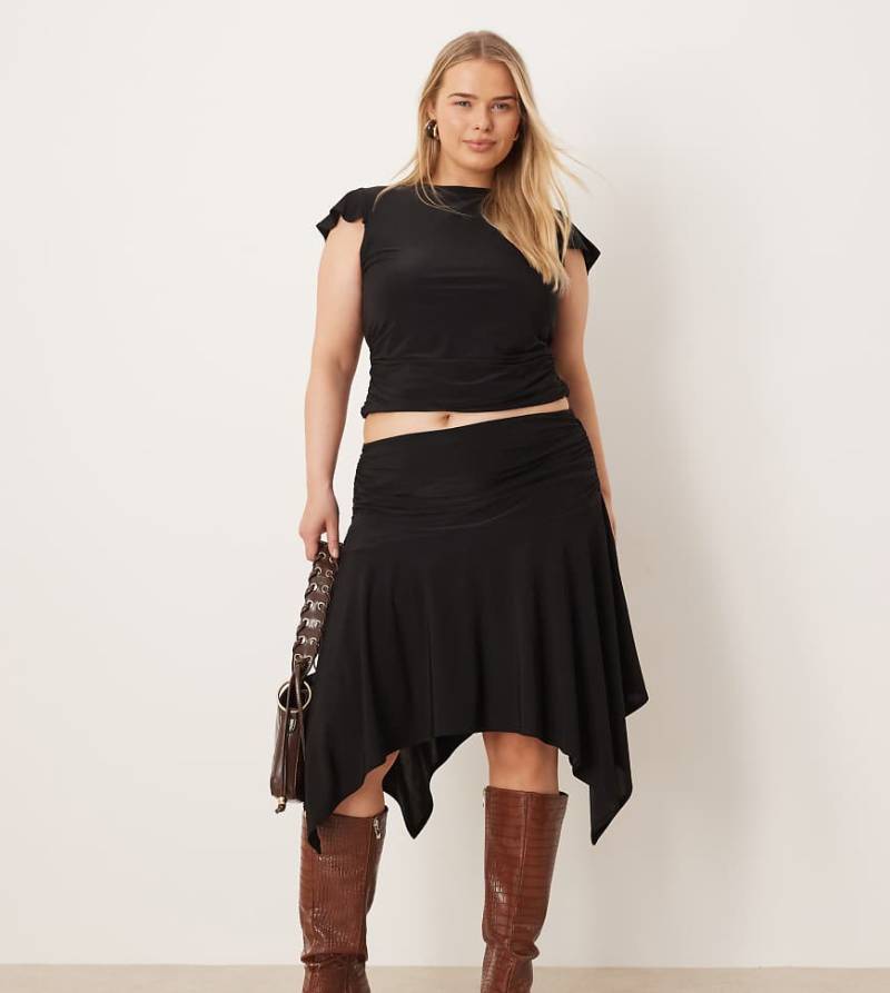 ASOS DESIGN Curve - Rock in Schwarz mit Zipfelsaum, Kombiteil von ASOS Curve