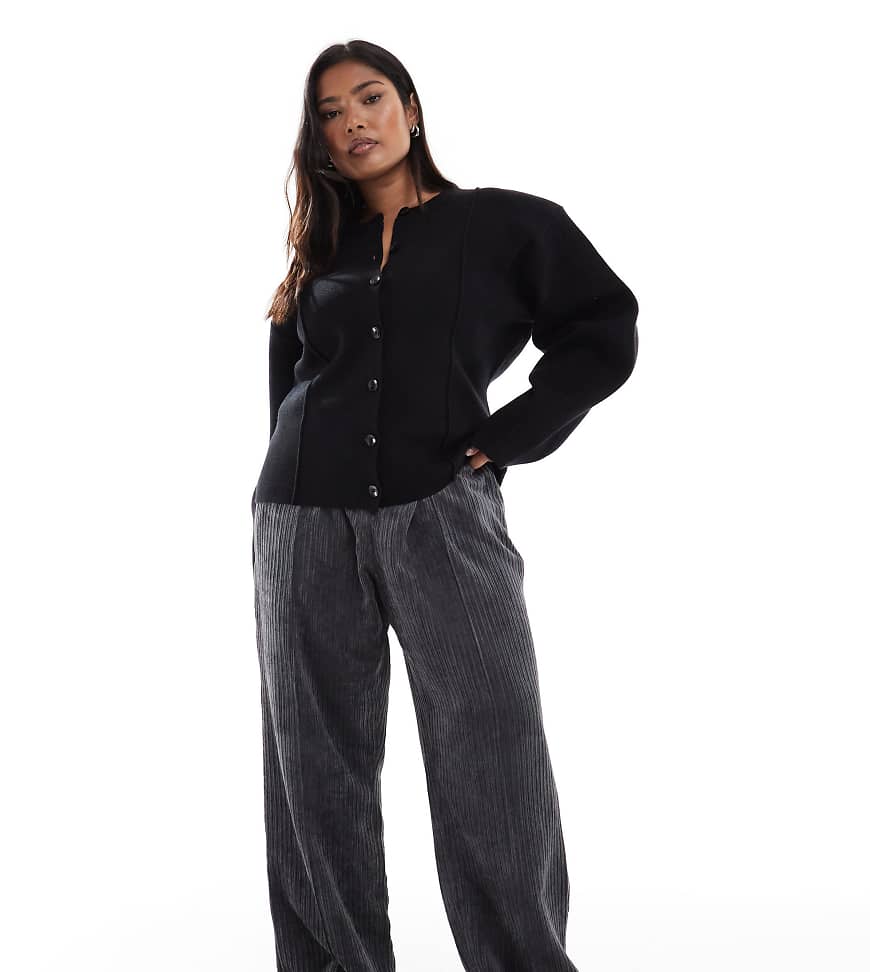 ASOS DESIGN Curve - Schlupfhose aus Cord in Grau von ASOS Curve