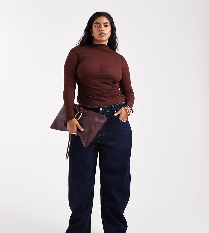 ASOS DESIGN Curve - Schmal geschnittene Barrel-Jeans in tintenblauer Waschung-Marineblau von ASOS Curve
