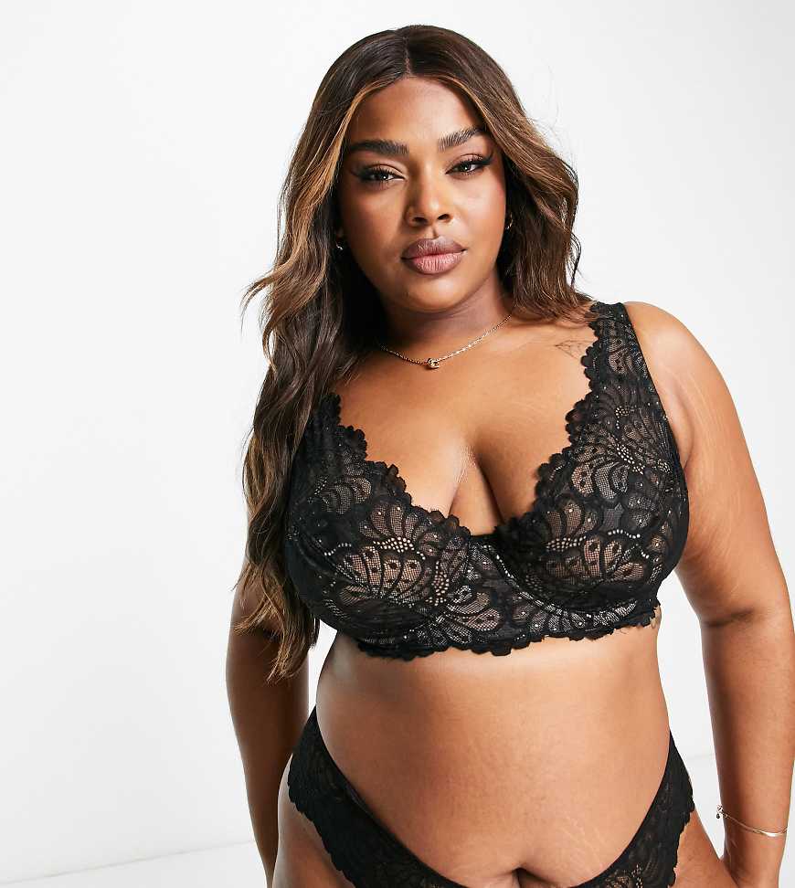 ASOS DESIGN Curve - Sienna- Bügel-BH in Schwarz aus Spitze mit High-Apex-Design ASOS DESIGN Curve - Sienna- Bügel-BH in Schwarz aus Spitze mit High-Apex-Design von ASOS Curve