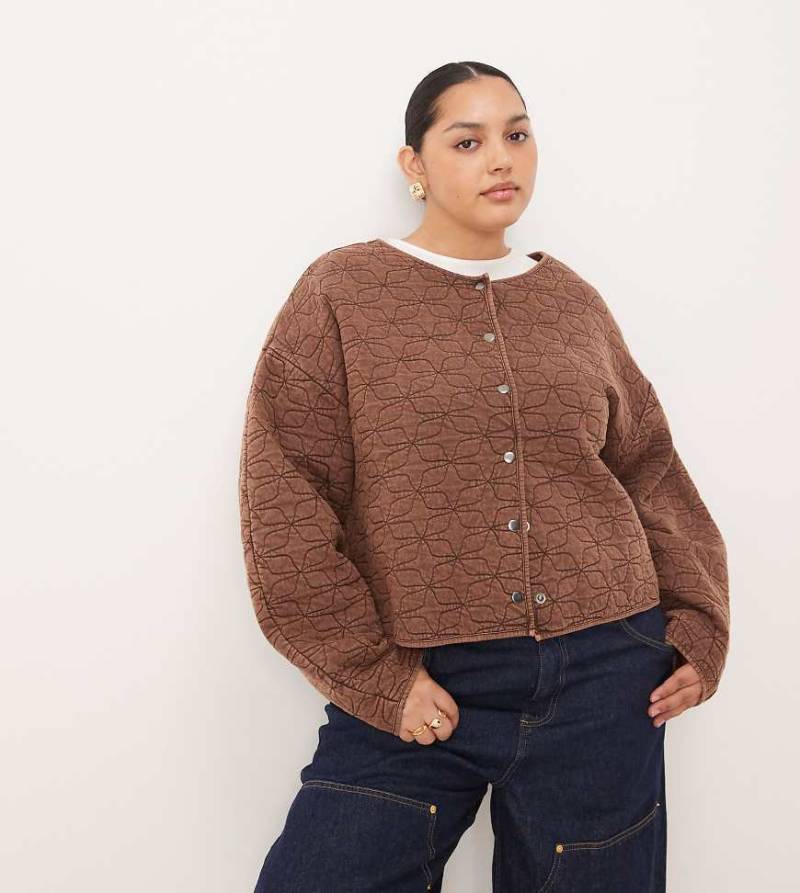 ASOS DESIGN Curve - Steppjacke in verwaschenem Braun-Brown von ASOS Curve