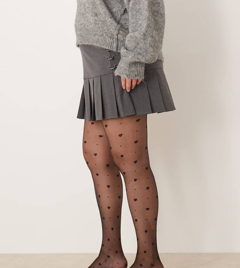 ASOS DESIGN Curve - Superelastische Strumpfhose in Schwarz mit Herzdesign von ASOS Curve