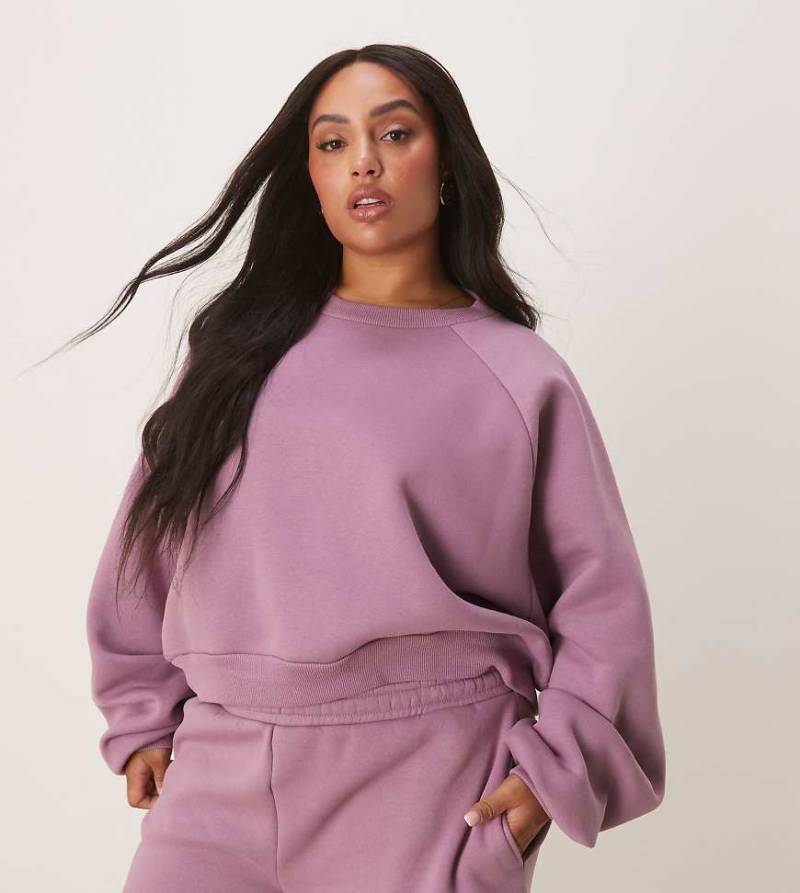 ASOS DESIGN Curve - Sweatshirt in Altrosa mit Ballonärmeln, Kombiteil von ASOS Curve