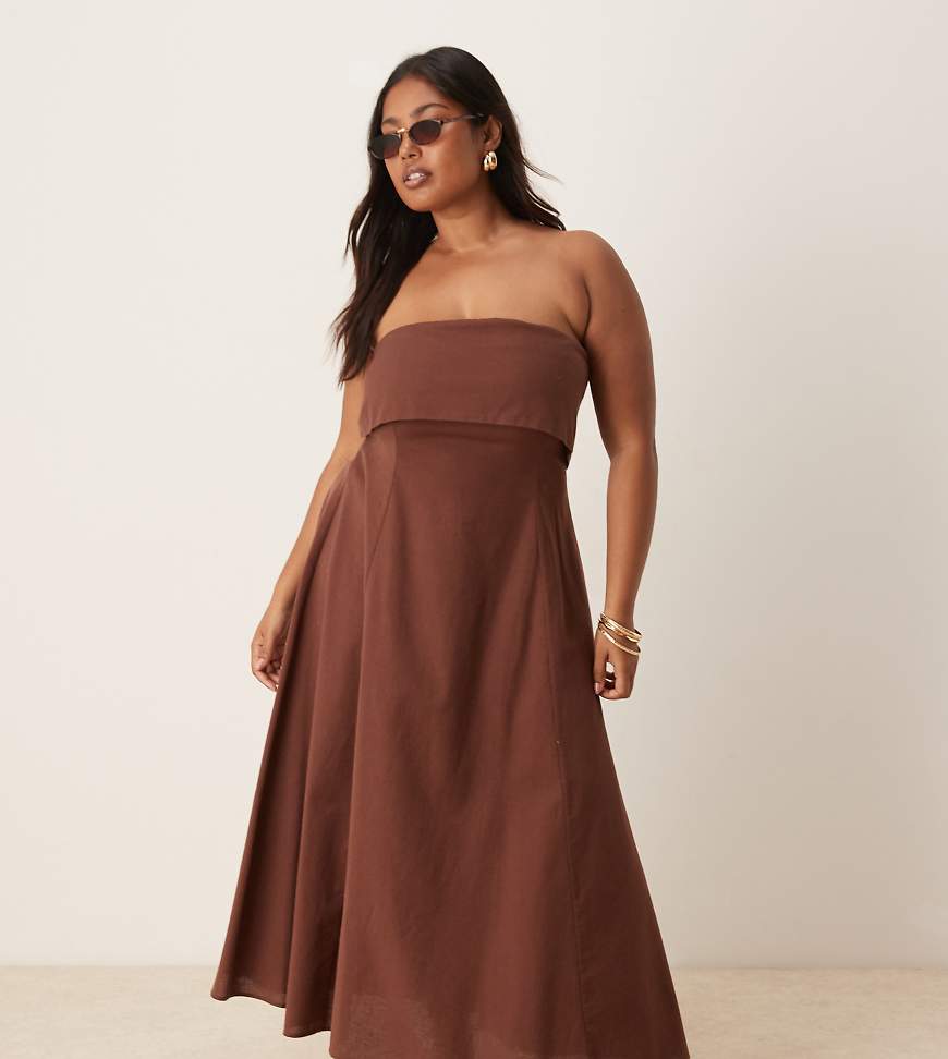 ASOS DESIGN Curve - Trägerloses Minikleid in Schokobraun mit Umschlag von ASOS Curve