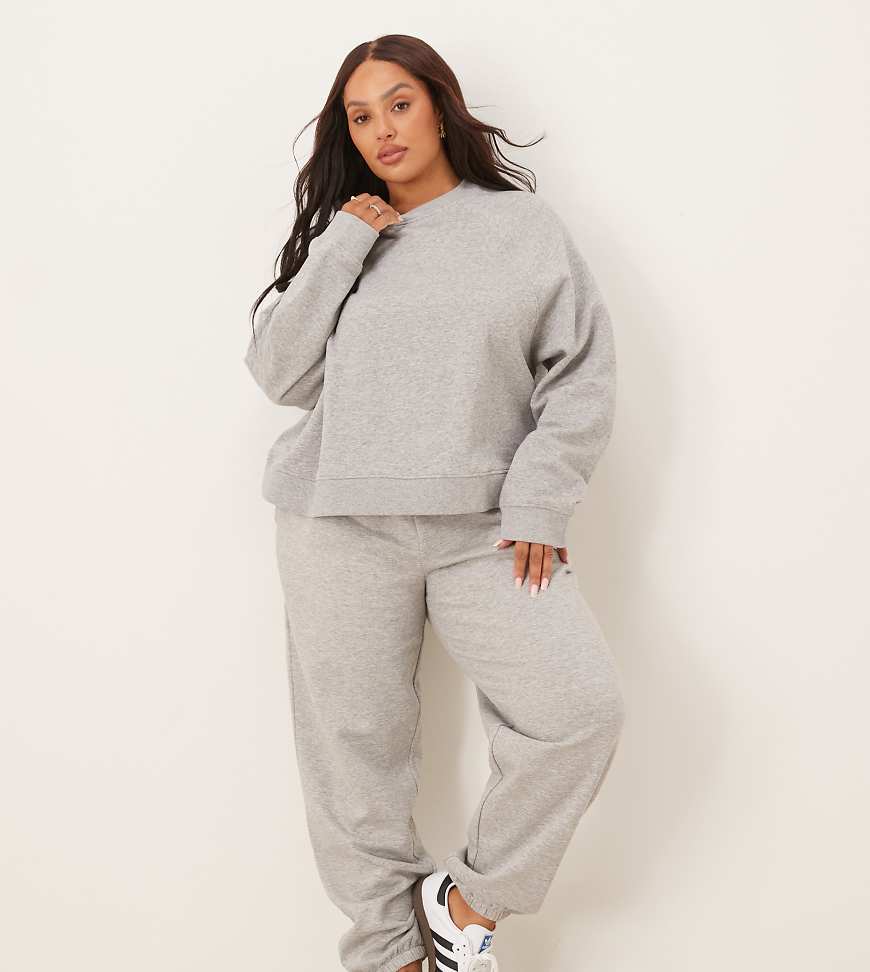 ASOS DESIGN Curve - Ultimate - Jogginghose in Grau meliert mit Bündchen und weicher Innenseite von ASOS Curve