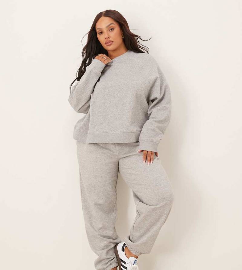 ASOS DESIGN Curve - Ultimate - Jogginghose in Grau meliert mit Bündchen und weicher Innenseite von ASOS Curve
