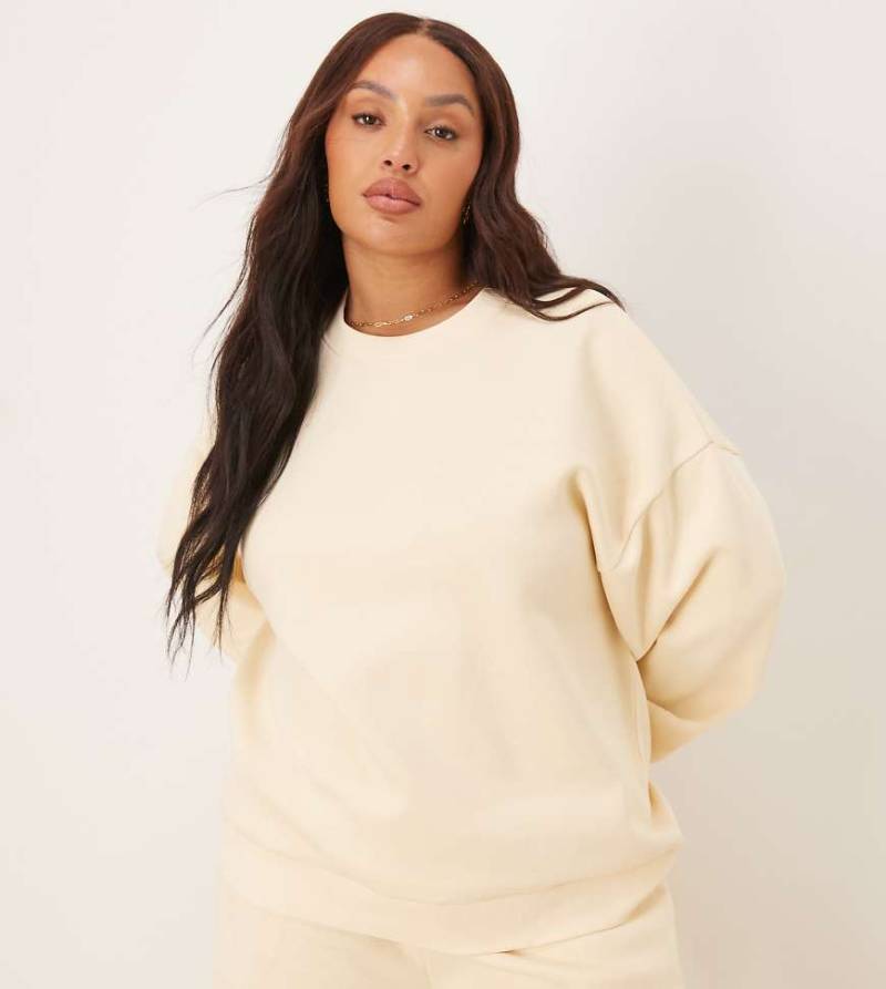 ASOS DESIGN Curve - Ultimate - Oversize-Sweatshirt in Buttermilchgelb mit weicher Innenseite von ASOS Curve