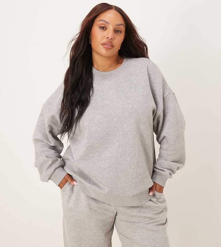 ASOS DESIGN Curve - Ultimate - Oversize-Sweatshirt in Grau meliert mit weicher Innenseite ASOS DESIGN Curve - Ultimate - Oversize-Sweatshirt in Grau meliert mit weicher Innenseite von ASOS Curve