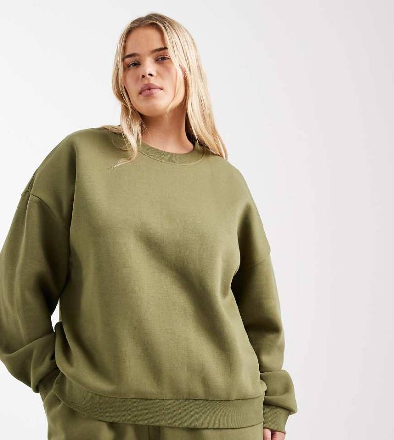 ASOS DESIGN Curve - Ultimate - Oversize-Sweatshirt in Khaki mit weicher Innenseite-Grün von ASOS Curve