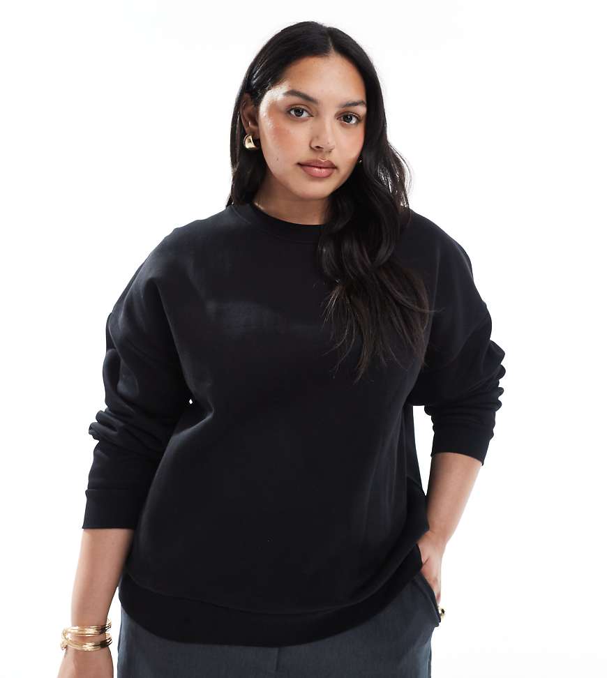 ASOS DESIGN Curve - Ultimate - Oversize-Sweatshirt in Schwarz mit weicher Innenseite ASOS DESIGN Curve - Ultimate - Oversize-Sweatshirt in Schwarz mit weicher Innenseite von ASOS Curve