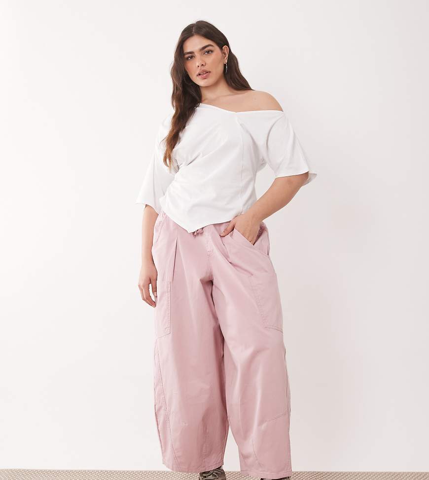 ASOS DESIGN Curve - Voluminöse Utility-Hose in in verwaschenem Rosa von ASOS Curve